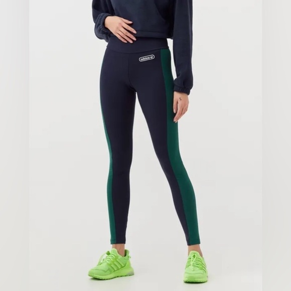 Navy and Green ADIDAS RETRO LUXURY LEGGINGS- Size Large - Picture 1 of 6